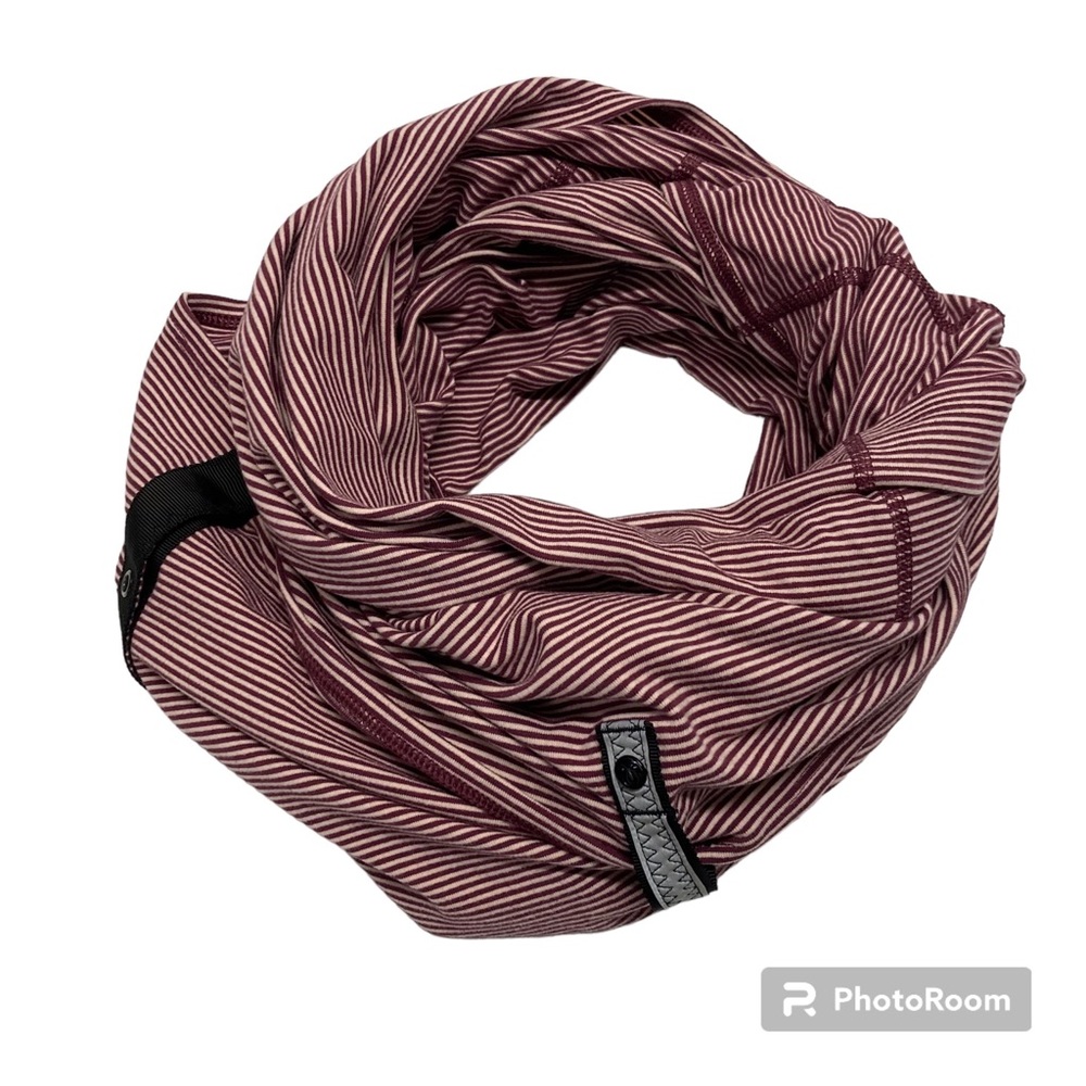 Lululemon Vinyasa Infinity Wrap Scarf Customizable Snap Up Maroon Striped